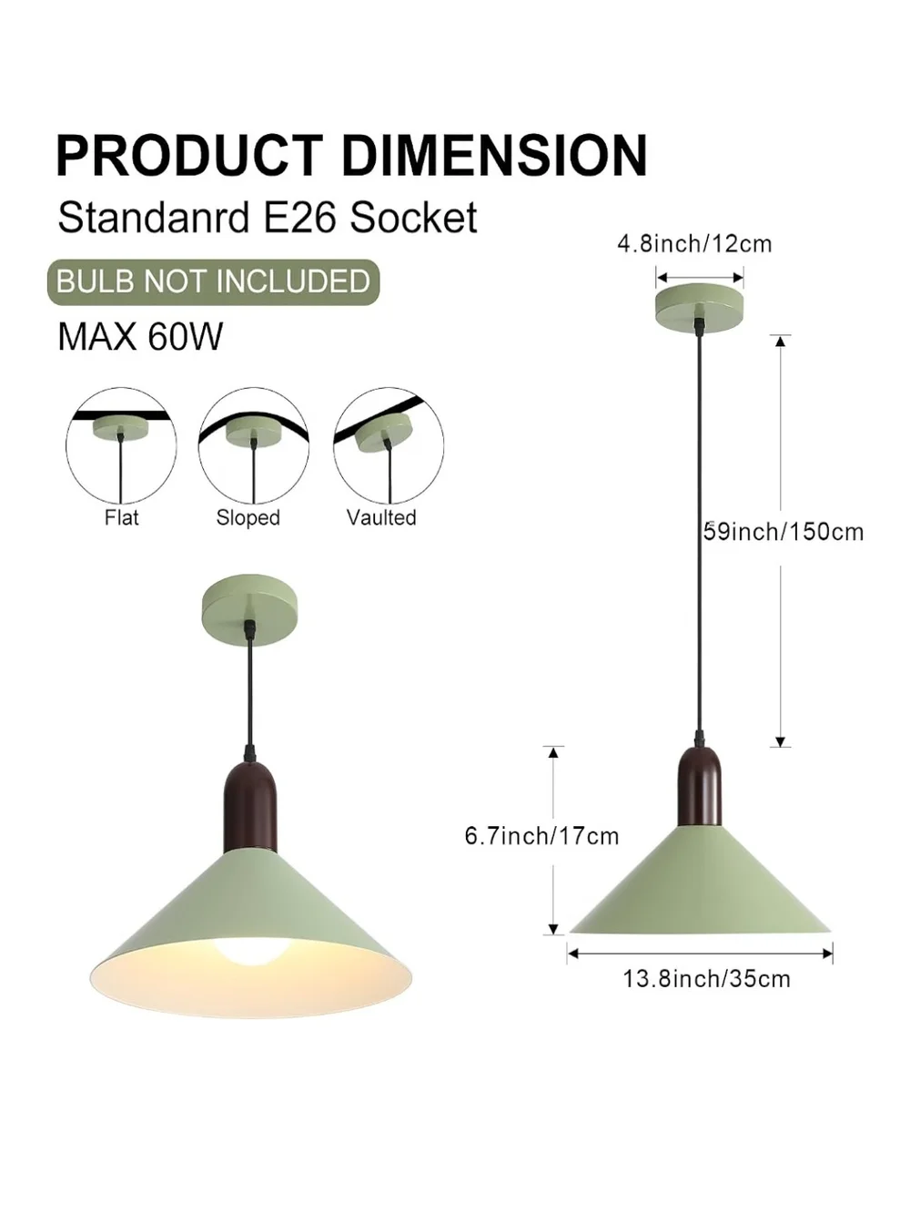 Three Modern Green Pendant Lights (New In Box)